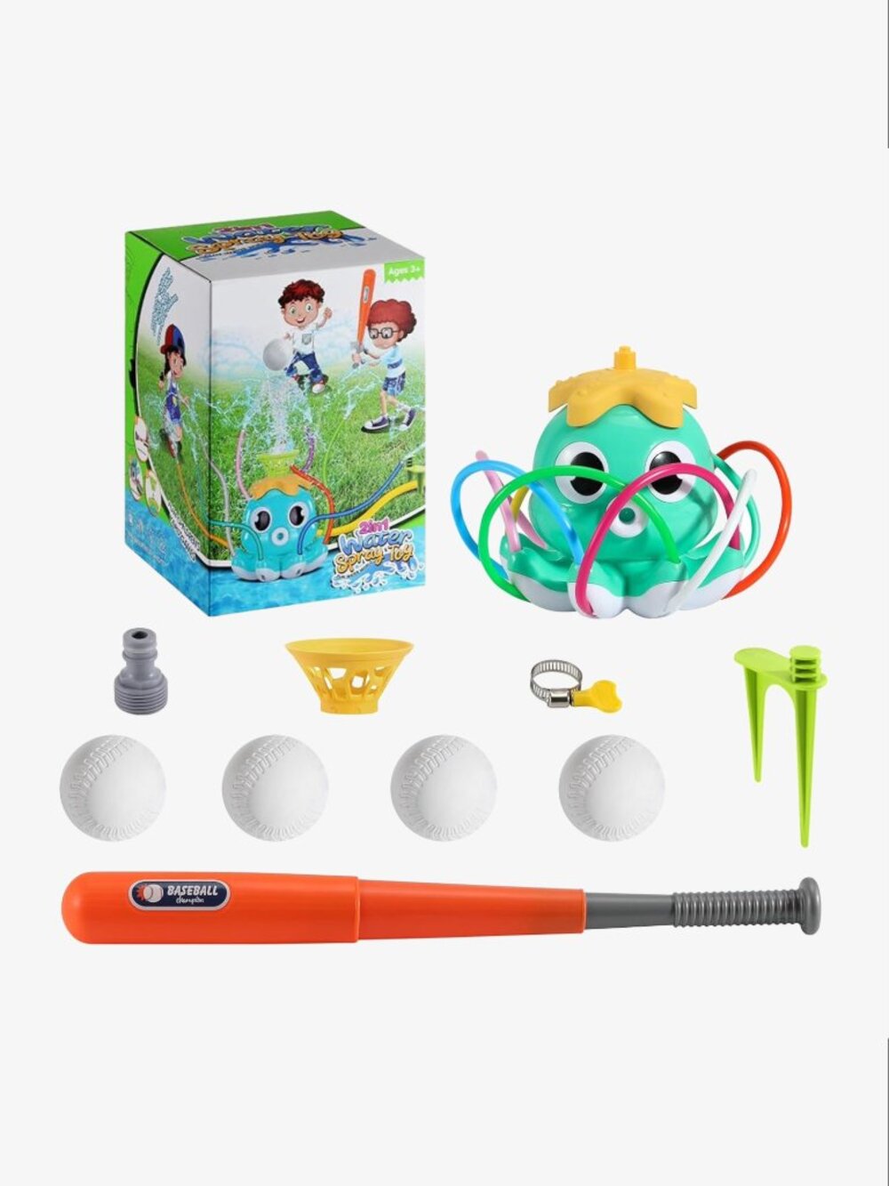 HeySplash Baseball Octopus Water Sprinkler, Teal, 18pc